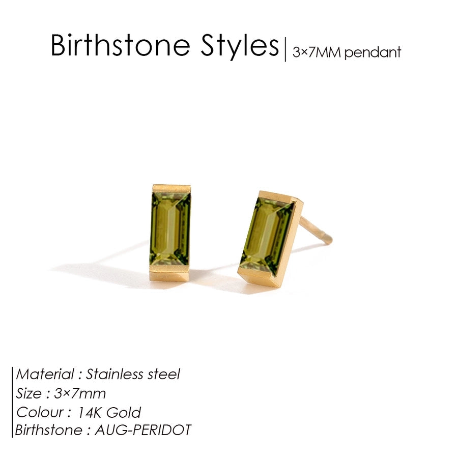 1 Pair Casual Vintage Style Classic Style Square Rectangle 304 Stainless Steel Birthstone Zircon Ear Studs