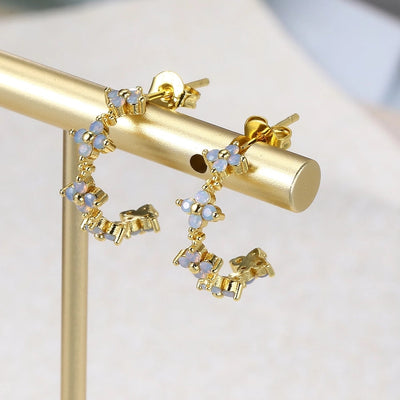 Copper Flower Earrings Anklet Necklace