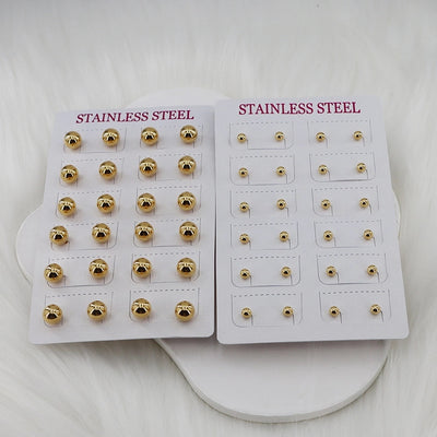 12 pairs Casual Simple Style Classic Style Round Plating 304 Stainless Steel Gold Plated Ear Studs