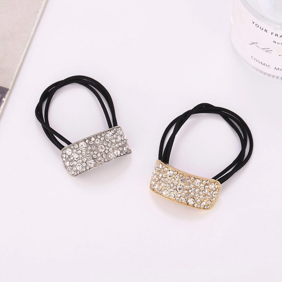 Women's Simple Style Classic Style Solid Color Alloy Cloth Inlay Zircon Hair Tie