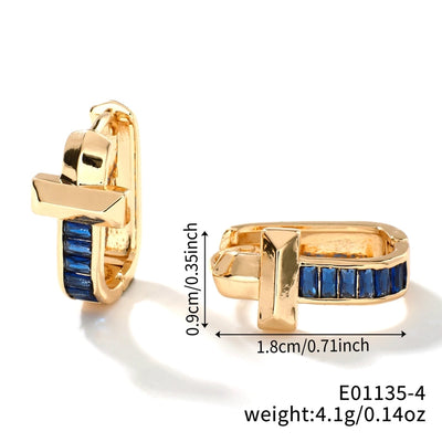 1 Pair Elegant Simple Style Shiny Geometric Inlay Copper Glass K Gold Plated Rhodium Plated Ear clip