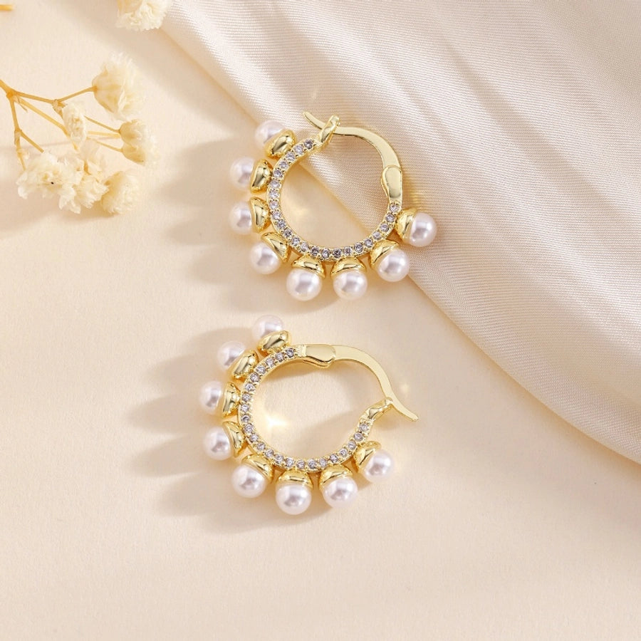 1 Pair Elegant Classical Romantic Solid Color Copper Ear Studs