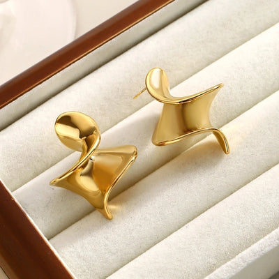 1 Pair Glam Classical Romantic Spiral 304 Stainless Steel Ear Studs