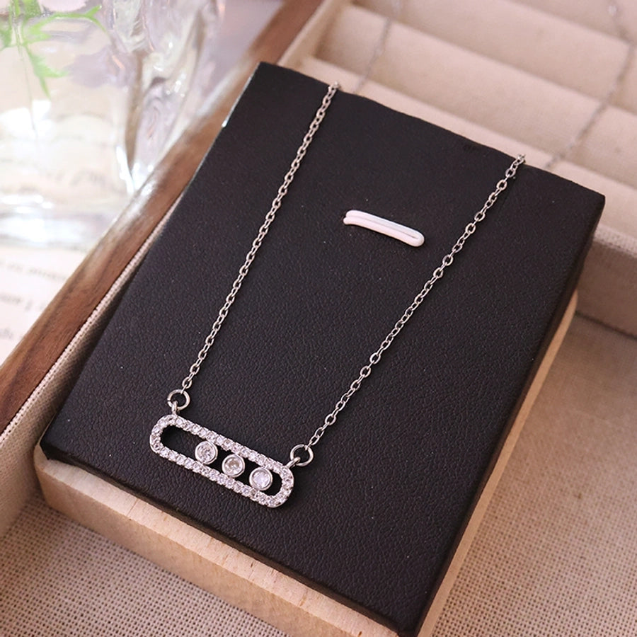 304 Stainless Steel Copper 18K Gold Plated K Gold Plated Inlay Geometric Zircon Pendant Necklace