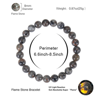 6/8/10mm Flame Stone Bracelet European and American Ins Punk Natural Flame Stone Beaded Bracelet Men and Women Jewelry