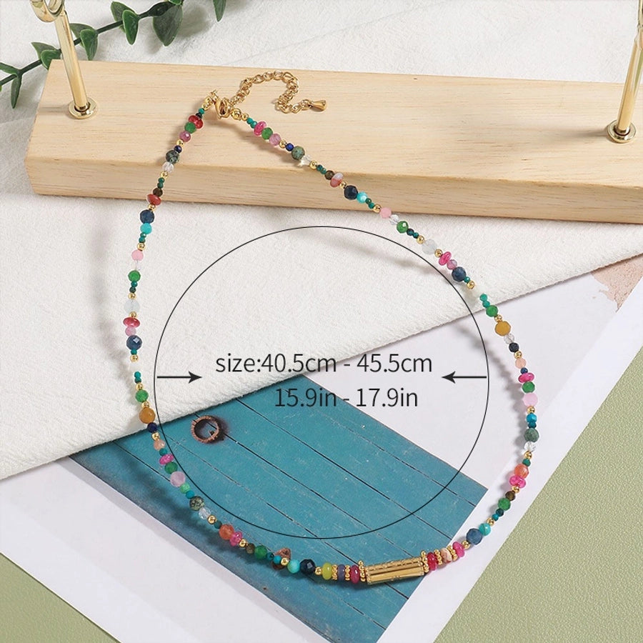 Vacation Tropical Round 304 Stainless Steel natural stone Freshwater Pearl Beaded Chain Necklace In Bulk