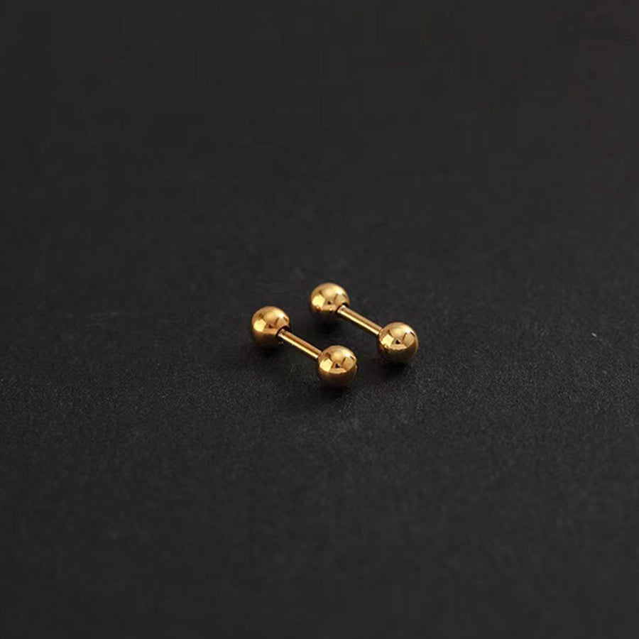 1 Pair Simple Style Round 304 Stainless Steel 18K Gold Plated Ear Studs