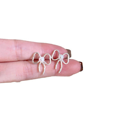 1 Pair Casual Simple Style Streetwear Bow Knot Plating Copper Ear Studs