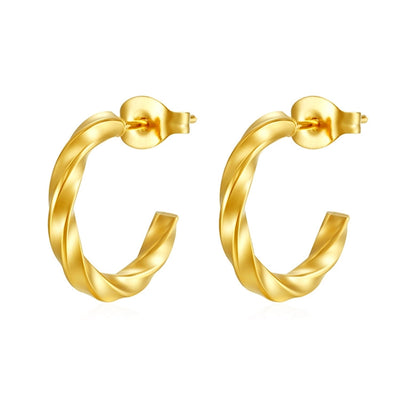 1 Pair Simple Style C Shape Titanium Steel 18K Gold Plated Ear Studs