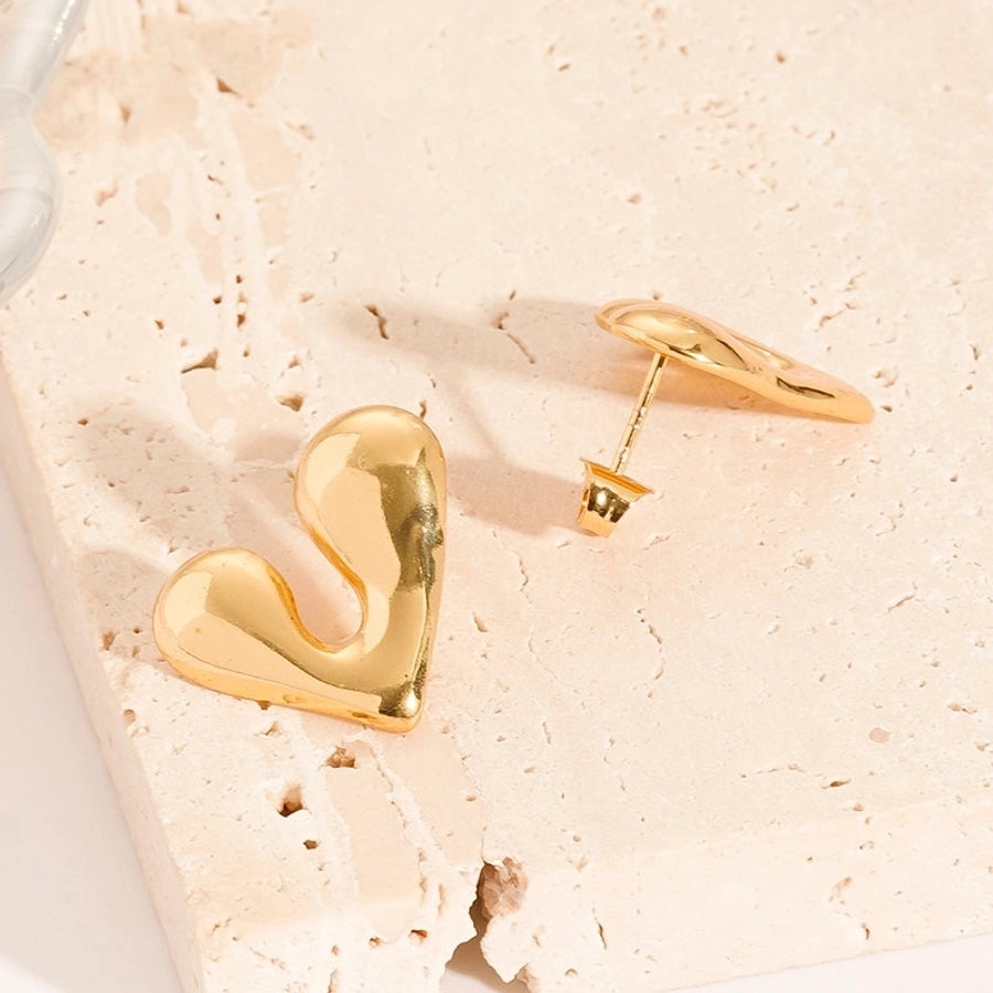 1 Pair Casual French Style Pentagram Round Heart Shape 304 Stainless Steel 18K Gold Plated Ear Studs