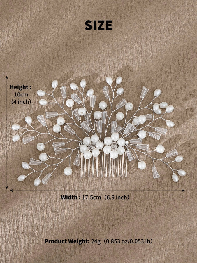 simple style flower artificial pearl inlay pearl insert comb