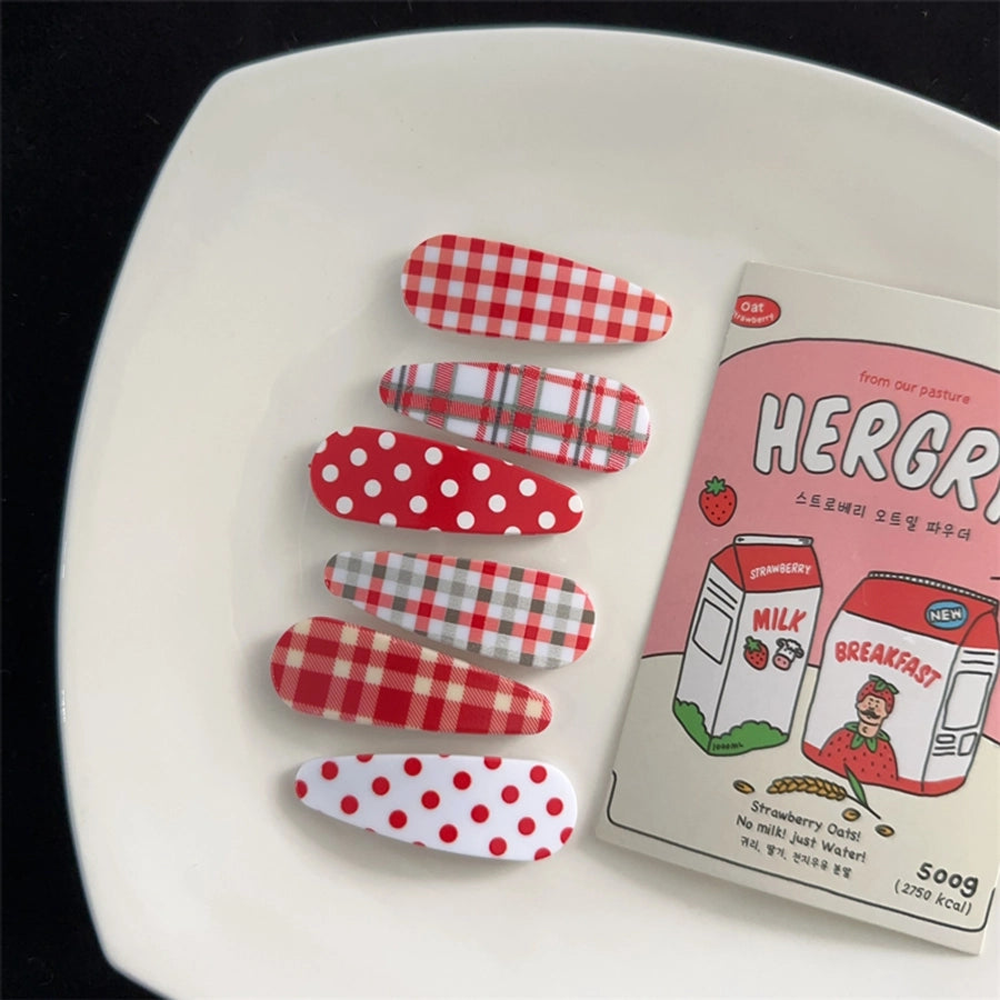 Women's Sweet Plaid Polka Dots Plastic Hair Clip