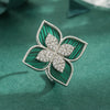 Jewelry Elegant Classic Style Four Leaf Clover Copper Zircon 18K Gold Plated White Gold Plated Rings