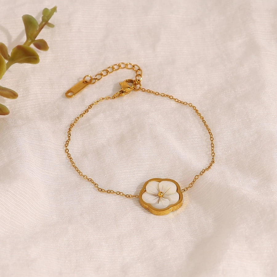 IG Style Elegant Flower 304 Stainless Steel 18K Gold Plated Acrylic Bracelets In Bulk