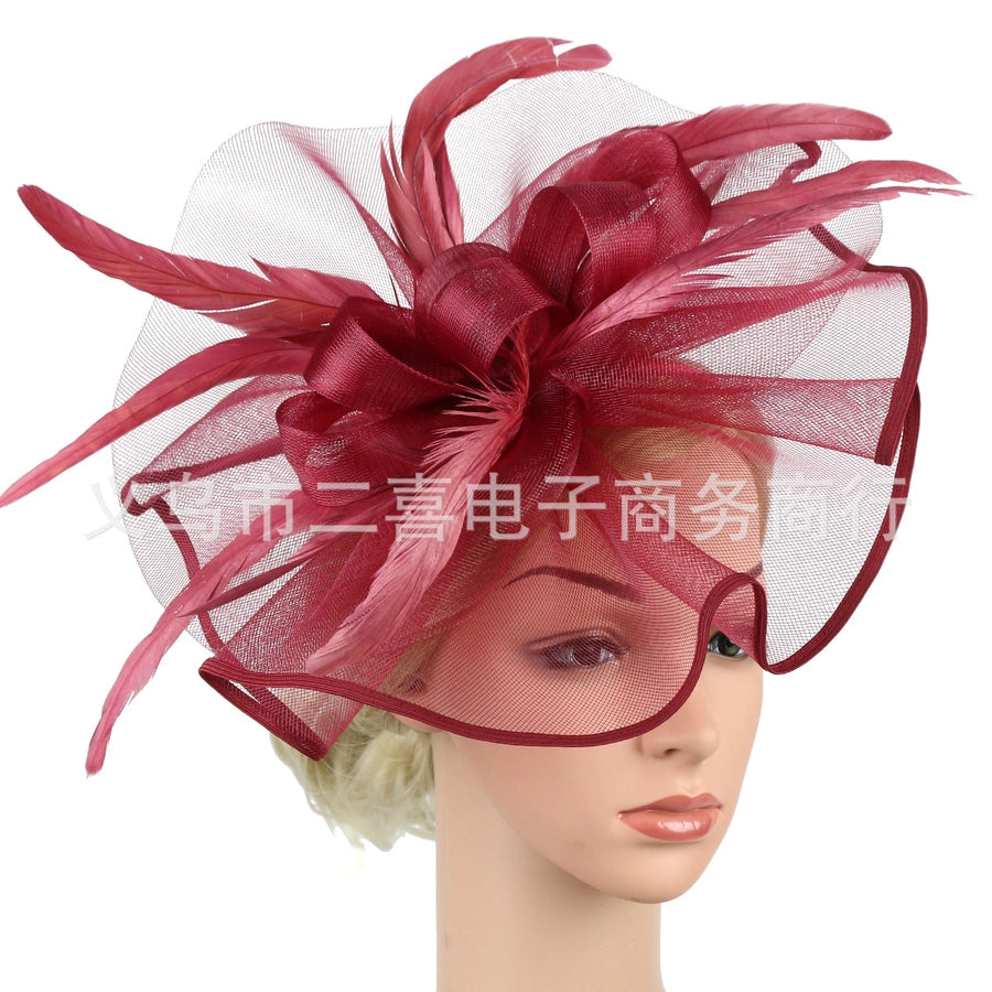 boutique mesh head flower feather accessories top hat hairpin bridal