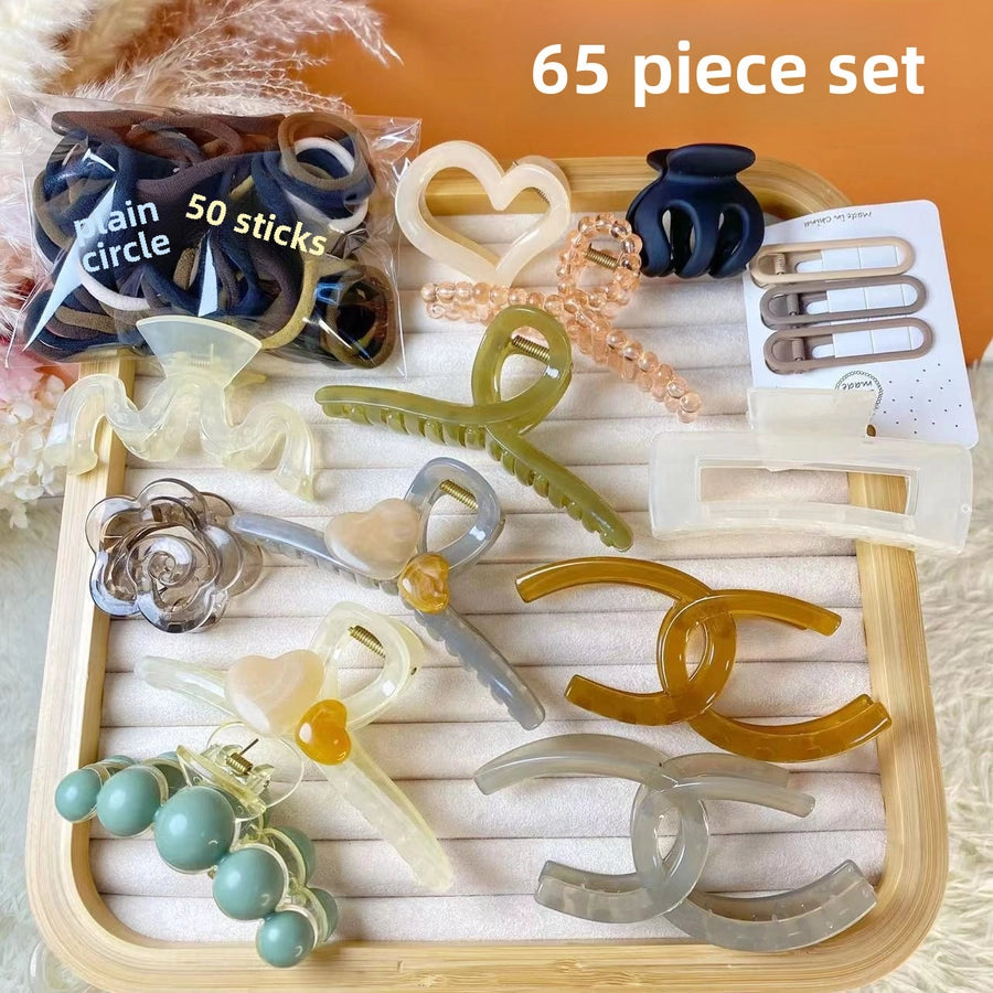 Spring and summer new 67-piece set hairpin combination hair accessories grab clip hair ring simple temperament head rope hair clip high ponytail grab
