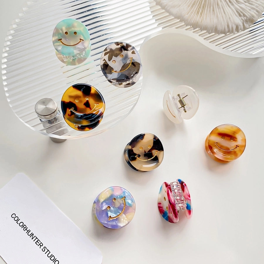 cartoon style Smile face acetic acid sheets printing hair clip