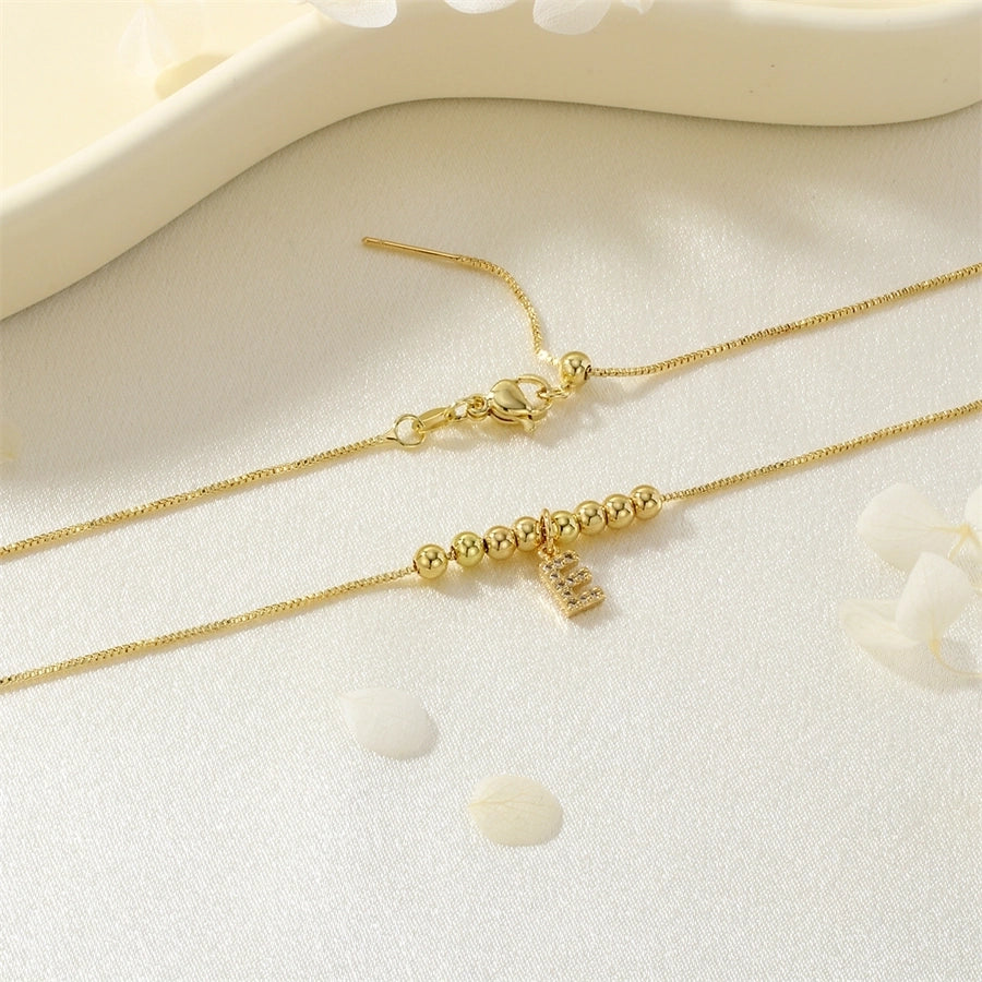 Jewelry Simple Style Letter Copper Zircon Inlay Pendant Necklace