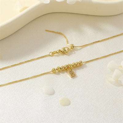 Jewelry Simple Style Letter Copper Zircon Inlay Pendant Necklace