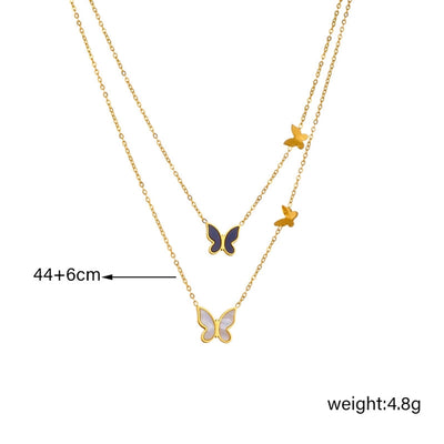 Jewelry Simple Style Butterfly Titanium Steel Plating Double Layer Necklaces