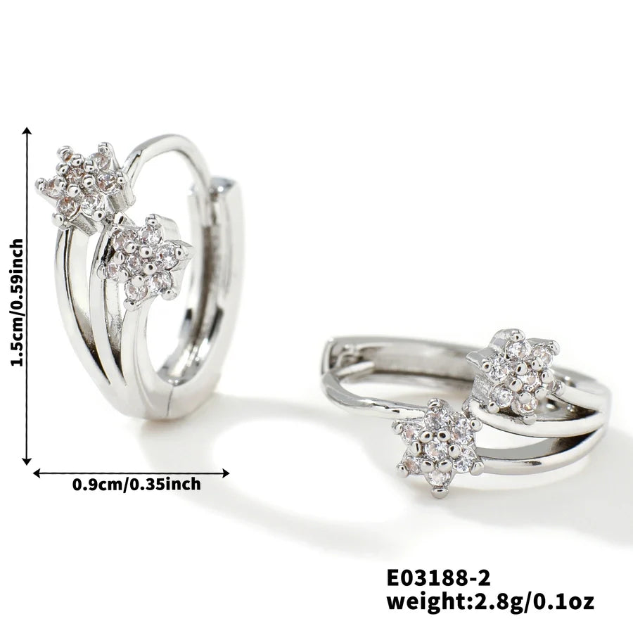 1 Pair Elegant Basic Geometric Inlay Copper Zircon K Gold Plated Rhodium Plated Ear clip