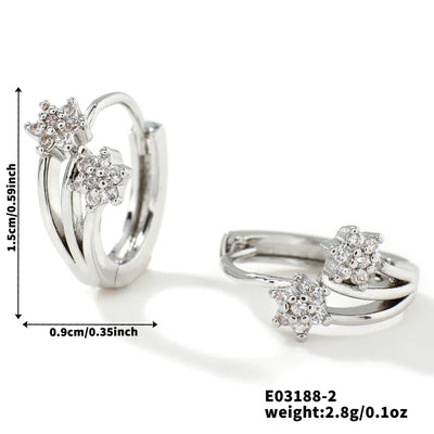 1 Pair Elegant Basic Geometric Inlay Copper Zircon K Gold Plated Rhodium Plated Ear clip