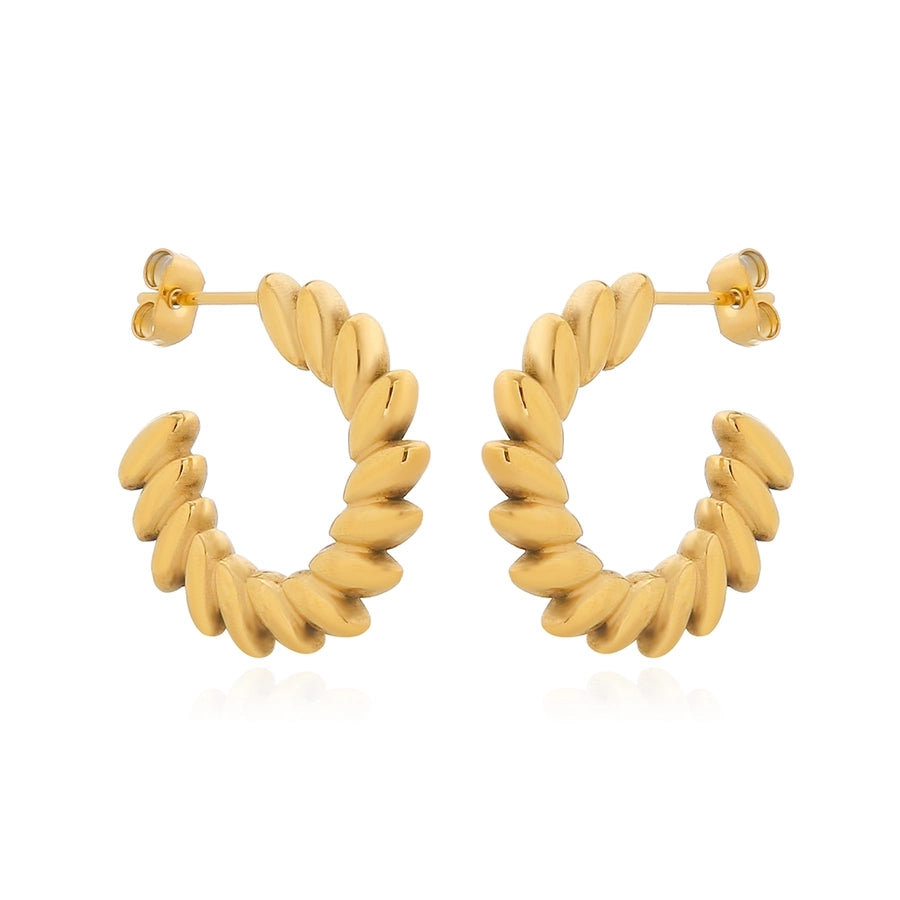 1 Pair Elegant C Shape 316 Stainless Steel  18K Gold Plated Ear Studs