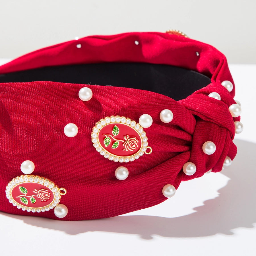 Women's Casual Vacation Classic Style Rose Alloy Cloth Inlay Artificial Pearls Hair Band