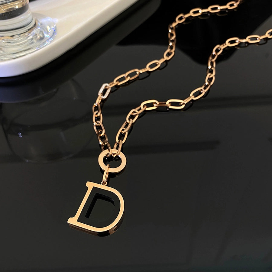 Jewelry Casual Simple Style Streetwear Letter Titanium Steel Plating Pendant Necklace