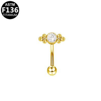 1 Piece Eyebrow Studs Casual Classic Style Oversized Sunflower Pure Titanium Titanium Alloy Zircon 14K Gold Plated White Gold Plated Eyebrow Studs