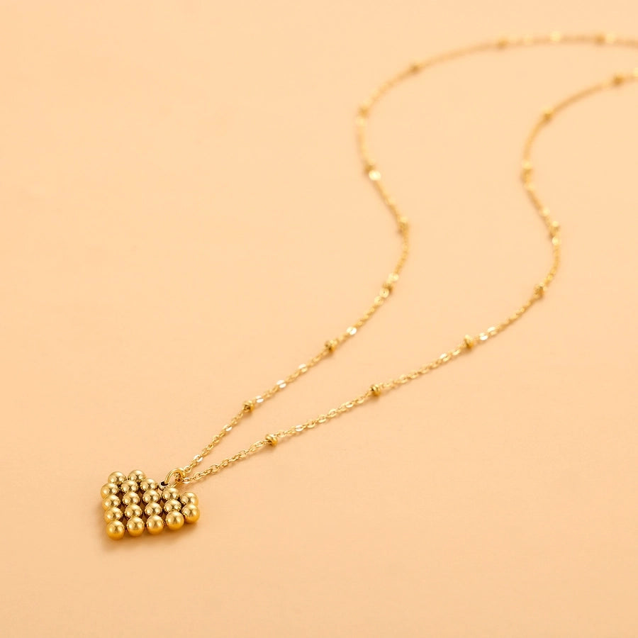 Jewelry Simple Style Heart Shape 304 Stainless Steel Zircon 18K Gold Plated Pendant Necklace