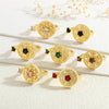 Copper Inlay Snowflake Zircon Open Rings