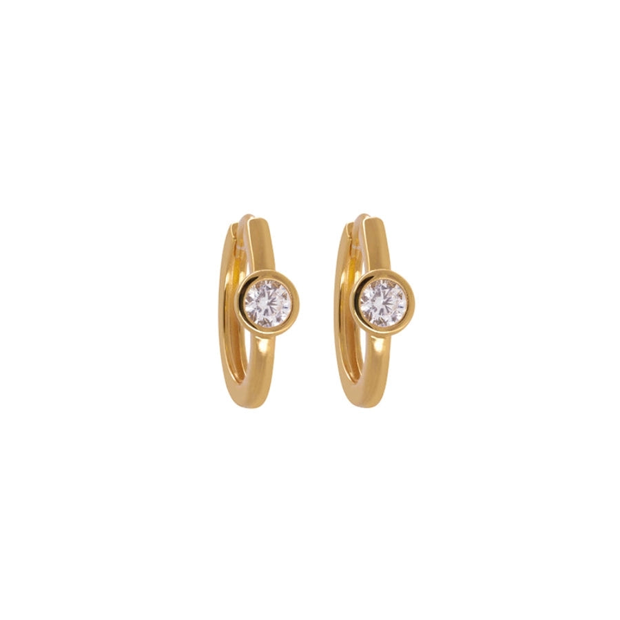 1 Pair IG Style Retro Heart Shape Inlay Copper Zircon 24K Gold Plated Huggie Earrings Drop Earrings