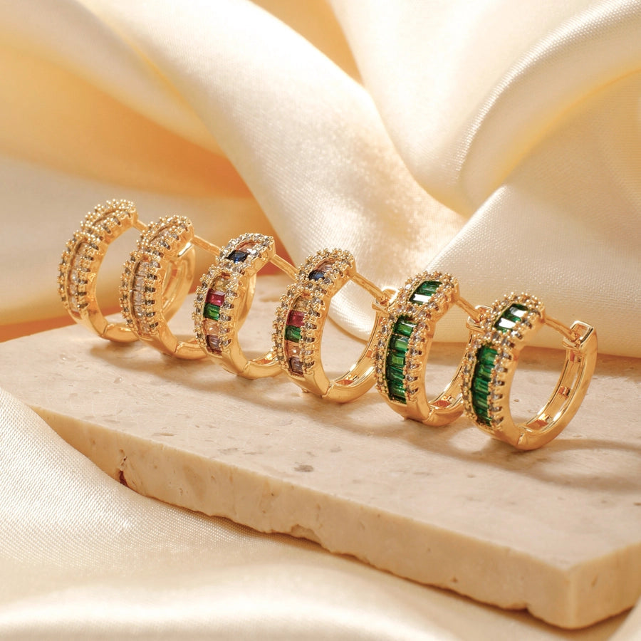 1 Pair Elegant Streetwear Shiny Geometric Inlay Copper Zircon K Gold Plated Rhodium Plated Earrings