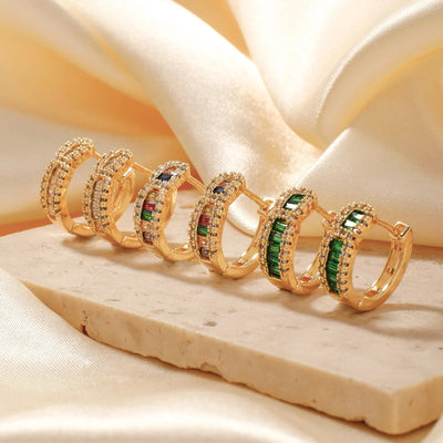 1 Pair Elegant Streetwear Shiny Geometric Inlay Copper Zircon K Gold Plated Rhodium Plated Earrings