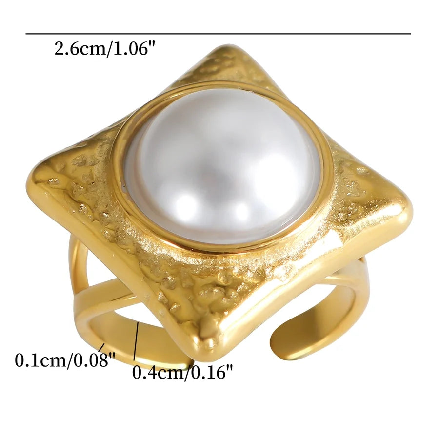 Jewelry IG Style Simple Style Commute Rhombus 304 Stainless Steel Pearl Inlay Rings Earrings Necklace