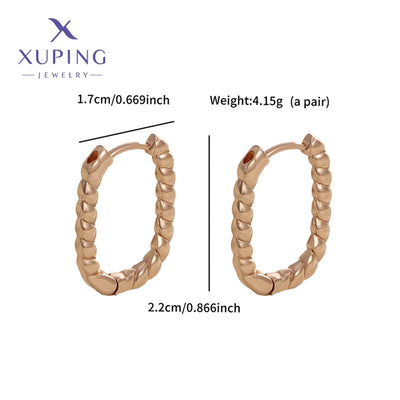 1 Pair XUPING Simple Style Commute Geometric Copper 18K Gold Plated Earrings