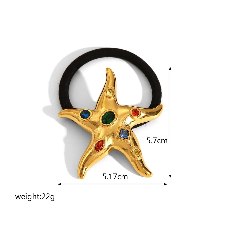 Women's Casual Modern Style C Shape Starfish Bow Knot 304 Stainless Steel Shiny Metallic Hair Tie