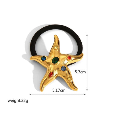 Women's Casual Modern Style C Shape Starfish Bow Knot 304 Stainless Steel Shiny Metallic Hair Tie