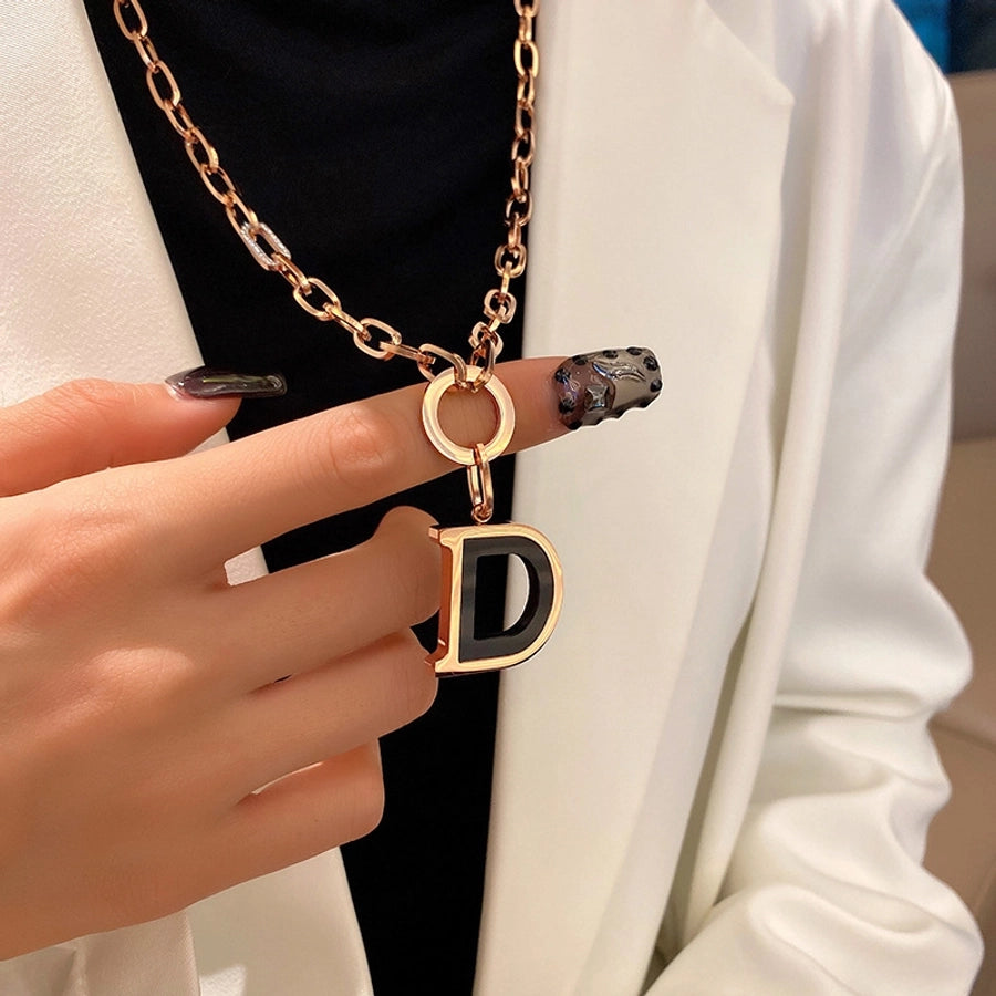 Jewelry Casual Simple Style Streetwear Letter Titanium Steel Plating Pendant Necklace
