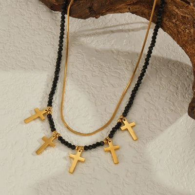 Jewelry Elegant Lady Cross Leaf Starfish 304 Stainless Steel Plating Necklace