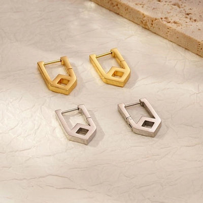 1 Pair IG Style Geometric Solid Color Plating 304 Stainless Steel 18K Gold Plated Earrings