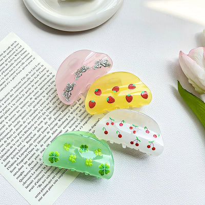 simple style fruit arylic handmade hair claws