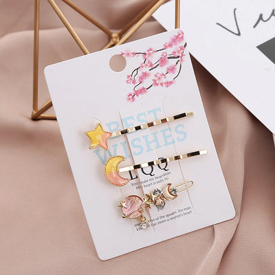 sweet geometric alloy plating rhinestones hair clip 1 set