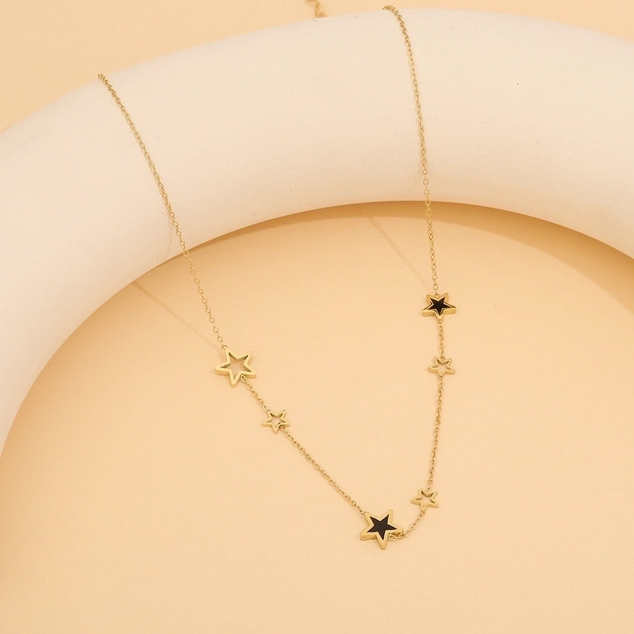 Jewelry Simple Style Classic Style Commute Star Heart Shape 304 Stainless Steel 18K Gold Plated Necklace