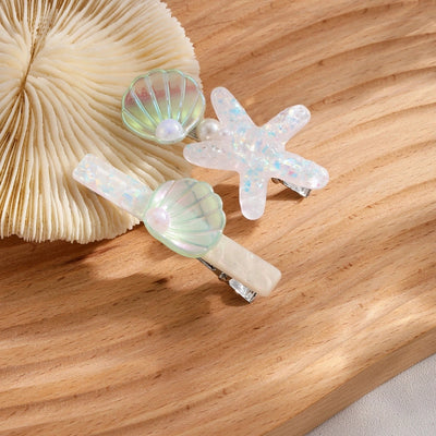 Women's Beach Sweet Starfish Shell Alloy Resin Inlay Pearl Hair Clip