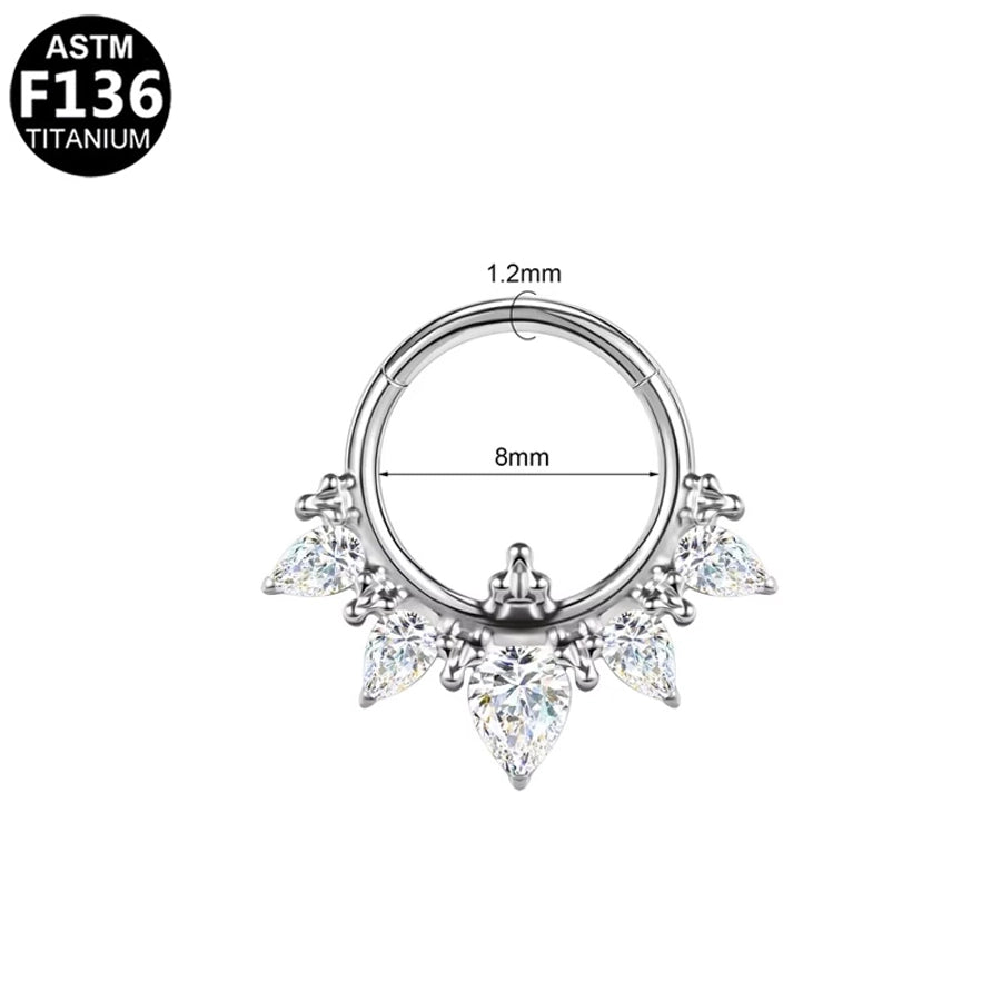 1 Piece Nose Rings & Studs Luxurious Shiny Round Pure Titanium Titanium Alloy Zircon 14K Gold Plated White Gold Plated Ear Cartilage Rings & Studs Nose Rings & Studs