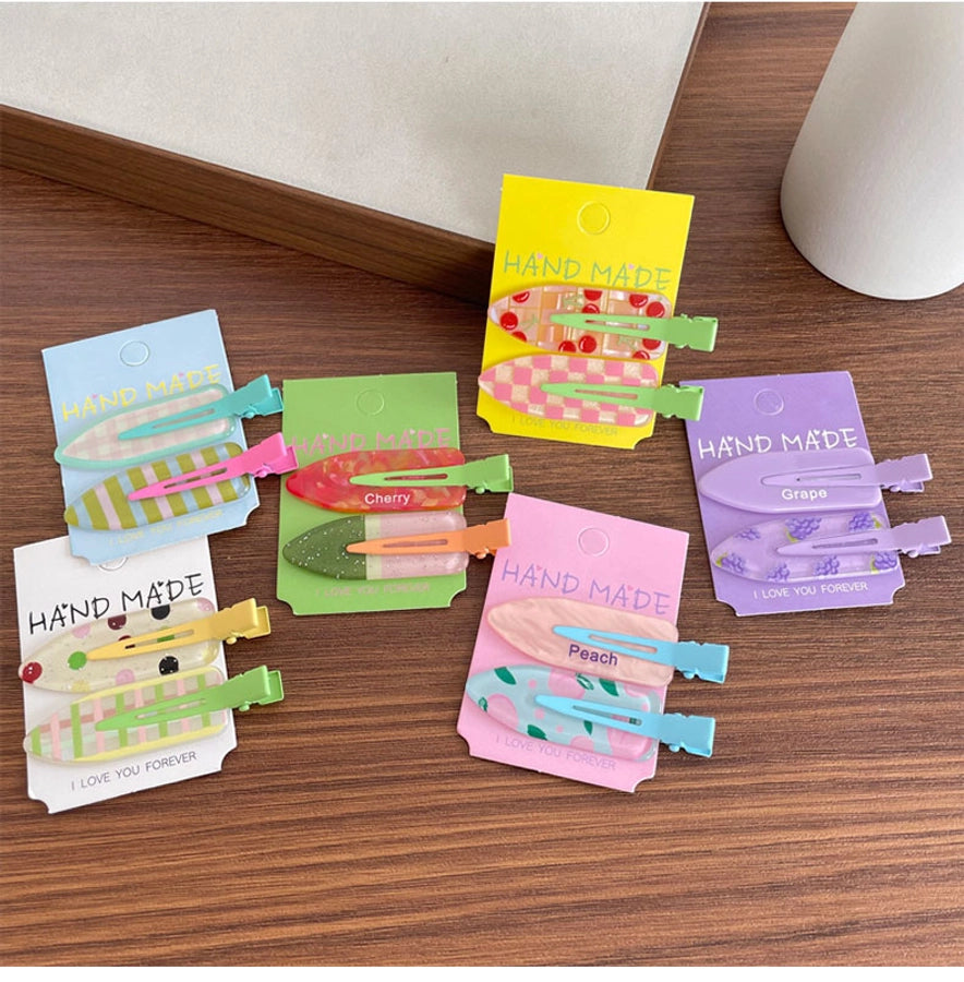 Women's IG Style Cute Stripe Fruit Solid Color Plastic Resin Hair Clip