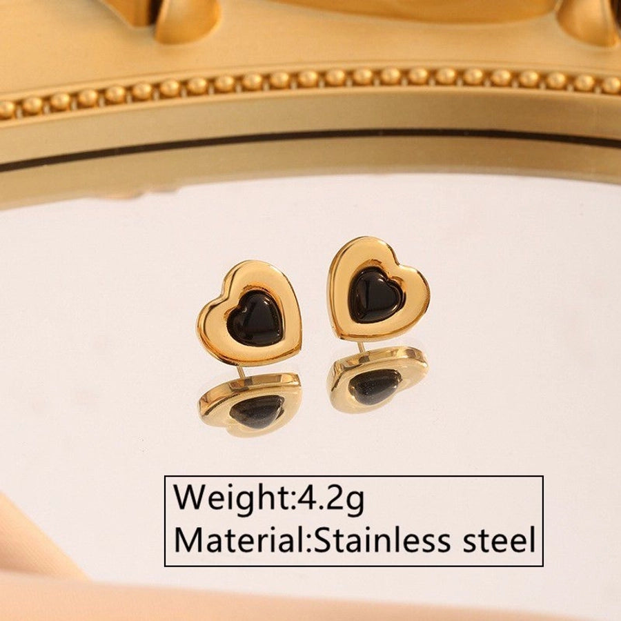 Jewelry Beach Tropical Streetwear Heart Shape 304 Stainless Steel 18K Gold Plated Jewelry Set