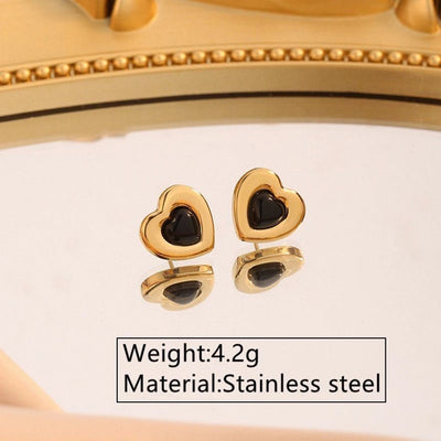 Jewelry Beach Tropical Streetwear Heart Shape 304 Stainless Steel 18K Gold Plated Jewelry Set